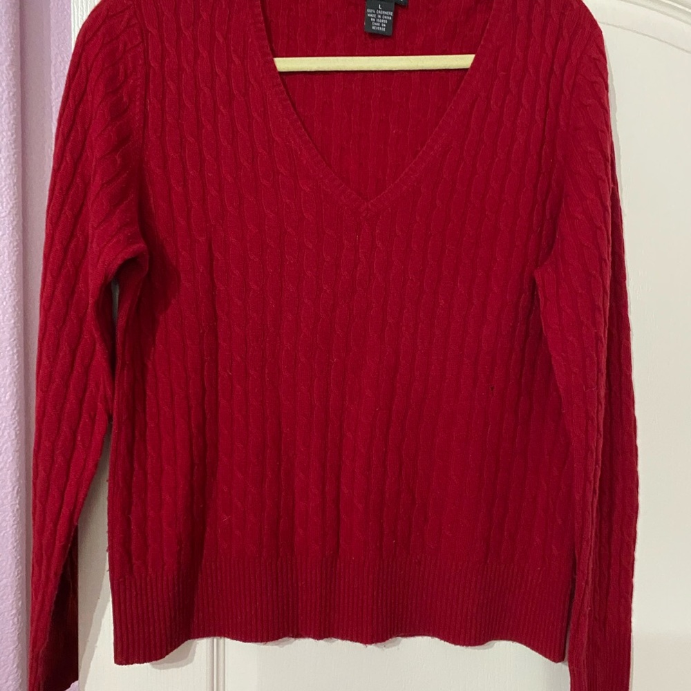 Elegant Red V-Neck Sweater